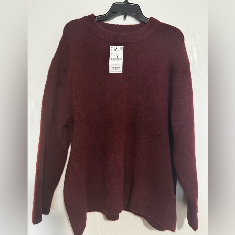 Stradivarius Deep Red Crew Neck Sweater
